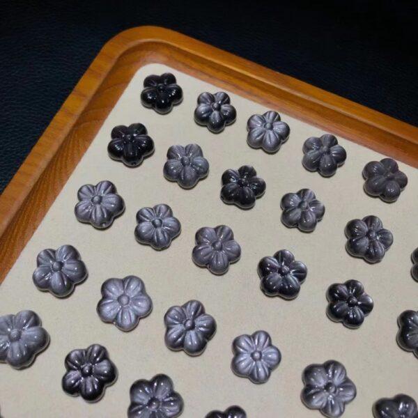5 pcs / 10 pcs flower shape natural obsidian bead - Image 5