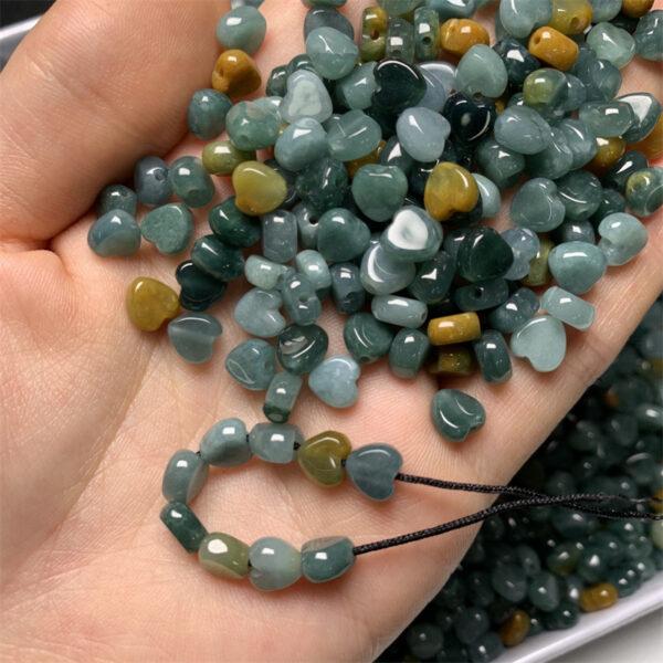 50 pcs / 100 pcs heart shape genuine natural colorful jadeite bead, jade bead - Image 5