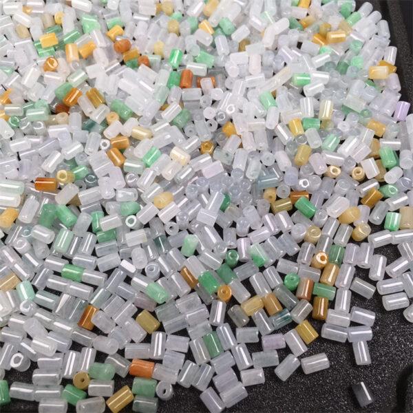 50 pcs / 100 pcs tube shape genuine natural colorful icy jadeite bead, jade bead - Image 5