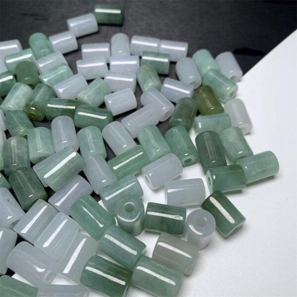 10 pcs / 20 pcs tube shape genuine white and green natural jadeite bead, jade bead - Image 5