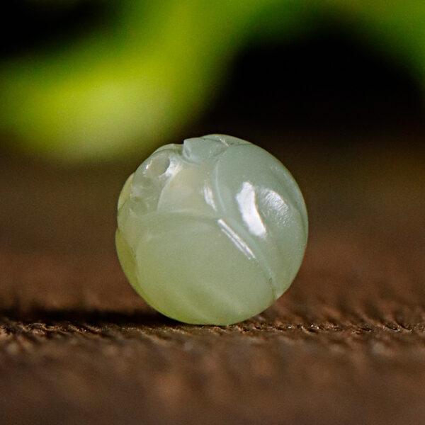 lotus flower bud shape genuine natural nephrite jade bead - Image 5
