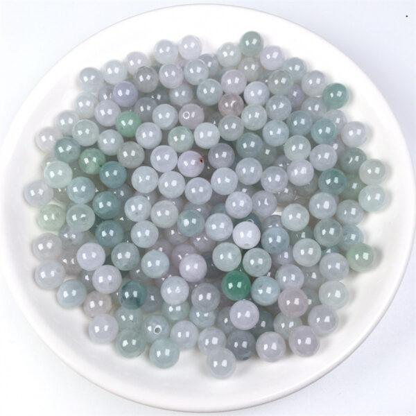 20 pcs / 50 pcs round shape genuine natural icy white and green jadeite bead, jade bead - Image 5