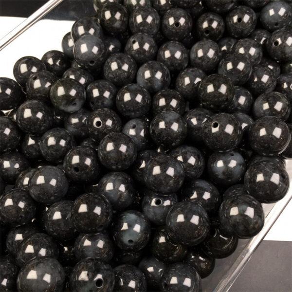 50 pcs round shape genuine natural black jadeite bead, jade bead - Image 5