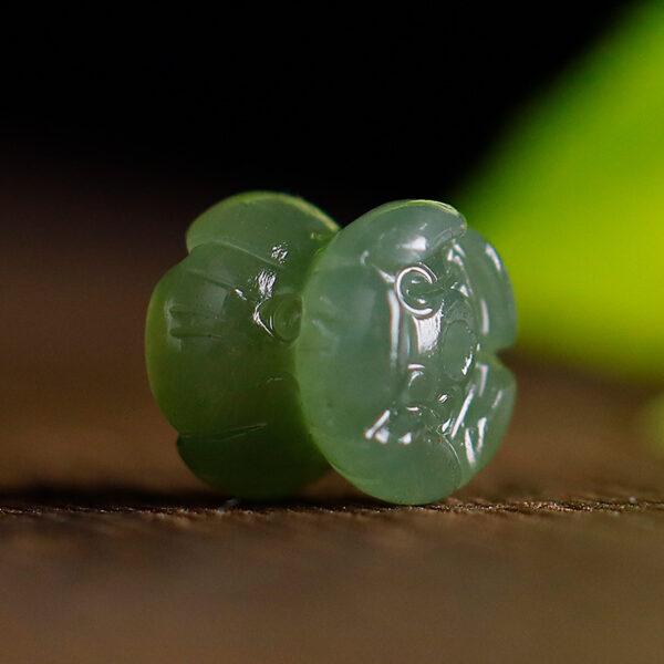 double side lotus flowers shape genuine natural nephrite jade bead - Image 5