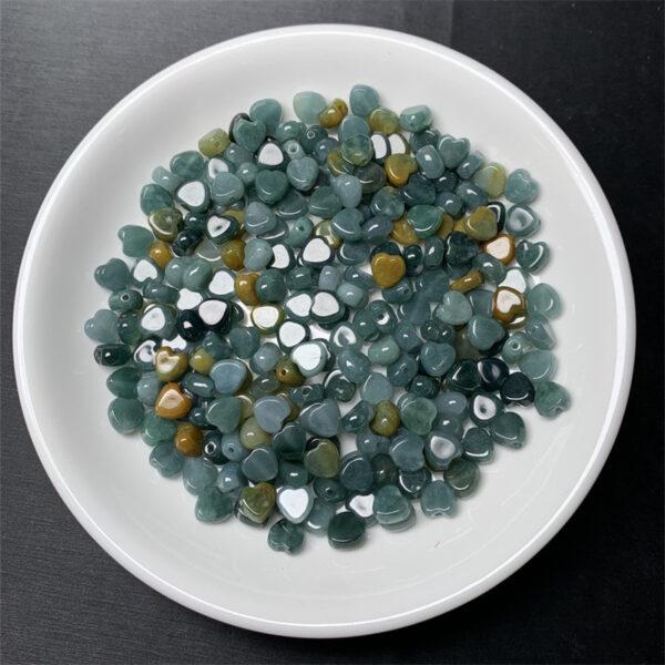 50 pcs / 100 pcs heart shape genuine natural colorful jadeite bead, jade bead - Image 6
