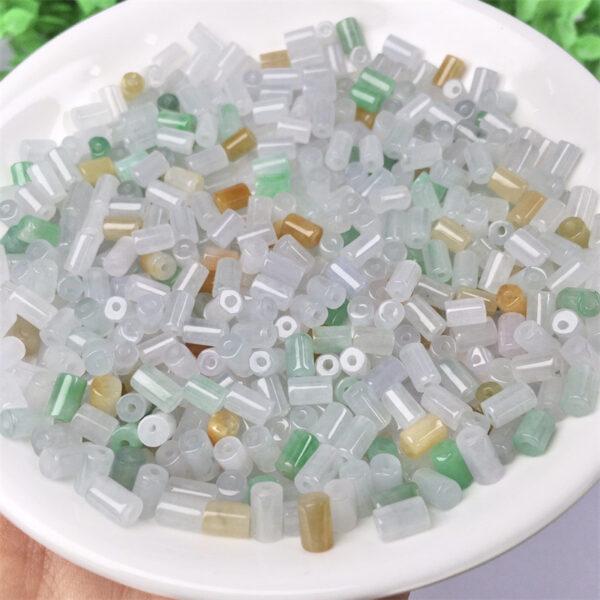 50 pcs / 100 pcs tube shape genuine natural colorful icy jadeite bead, jade bead - Image 6