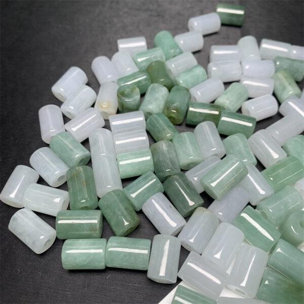 10 pcs / 20 pcs tube shape genuine white and green natural jadeite bead, jade bead - Image 6