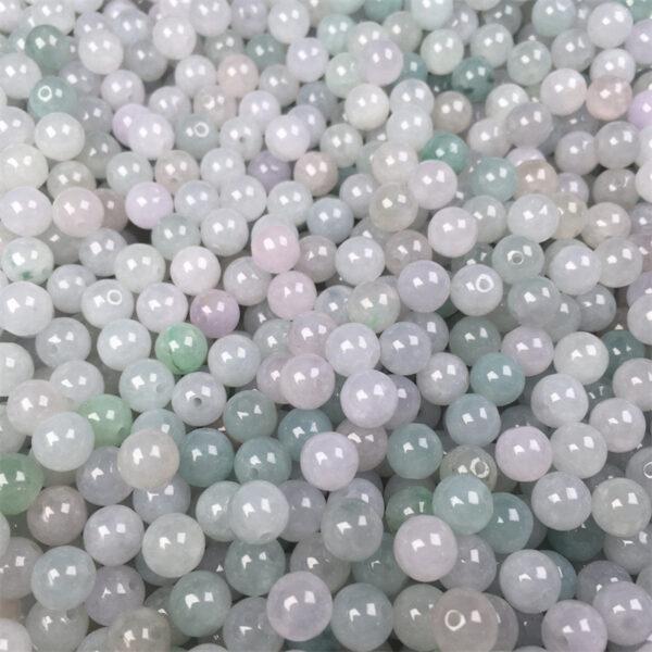 20 pcs / 50 pcs round shape genuine natural icy white and green jadeite bead, jade bead - Image 6