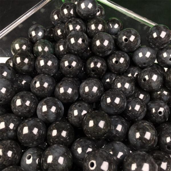 50 pcs round shape genuine natural black jadeite bead, jade bead - Image 6