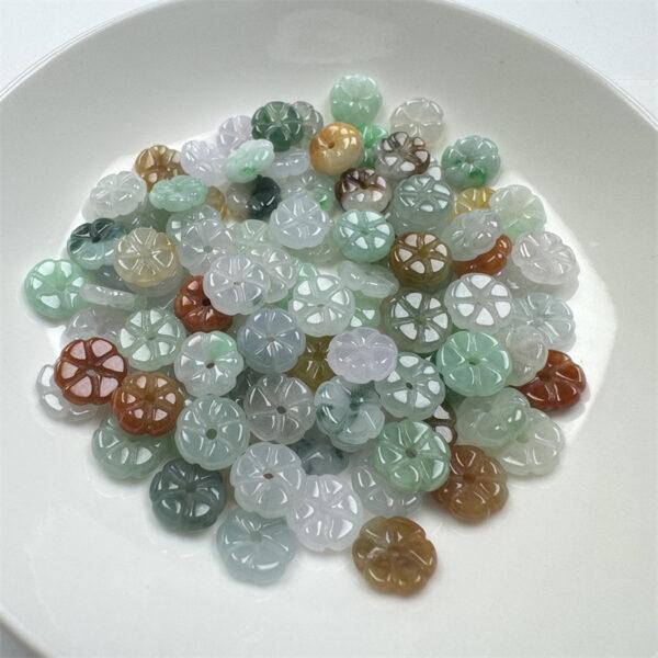 20 pcs / 50 pcs 8 mm oblate flower shape genuine natural colorful jadeite bead - Image 6