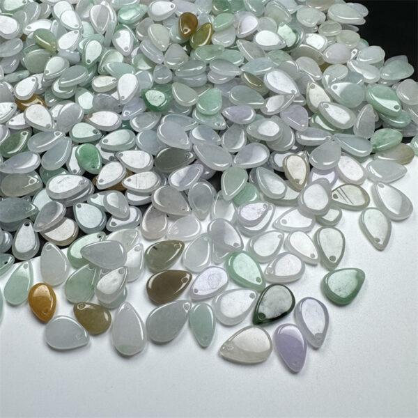 50 pcs 11 - 16 mm flat droplet shape genuine natural icy jadeite bead - Image 6