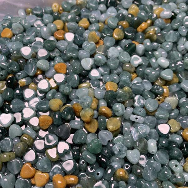 50 pcs / 100 pcs heart shape genuine natural colorful jadeite bead, jade bead - Image 7