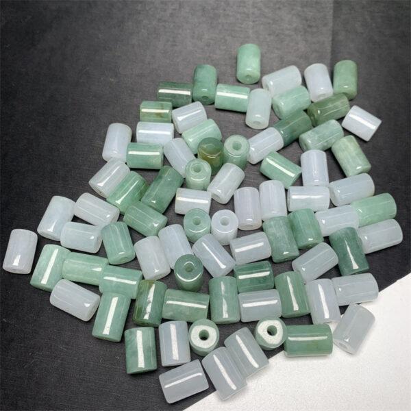10 pcs / 20 pcs tube shape genuine white and green natural jadeite bead, jade bead - Image 7