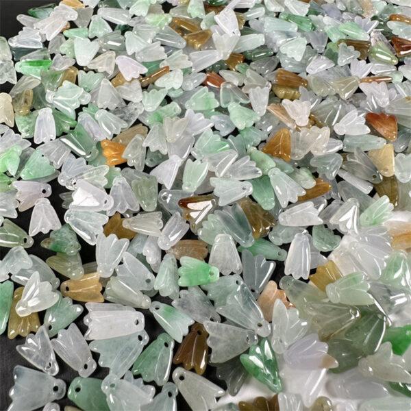 20 pcs / 50 pcs Magnolia flower shape genuine natural colorful icy jadeite charm, jade charm - Image 7
