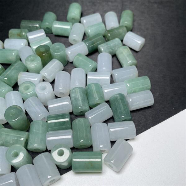 10 pcs / 20 pcs tube shape genuine white and green natural jadeite bead, jade bead - Image 8