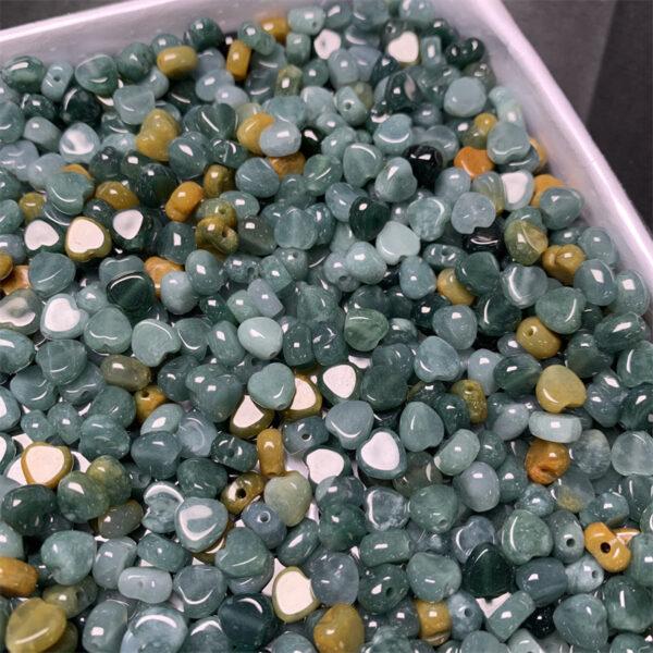 50 pcs / 100 pcs heart shape genuine natural colorful jadeite bead, jade bead - Image 8