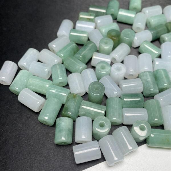10 pcs / 20 pcs tube shape genuine white and green natural jadeite bead, jade bead - Image 9