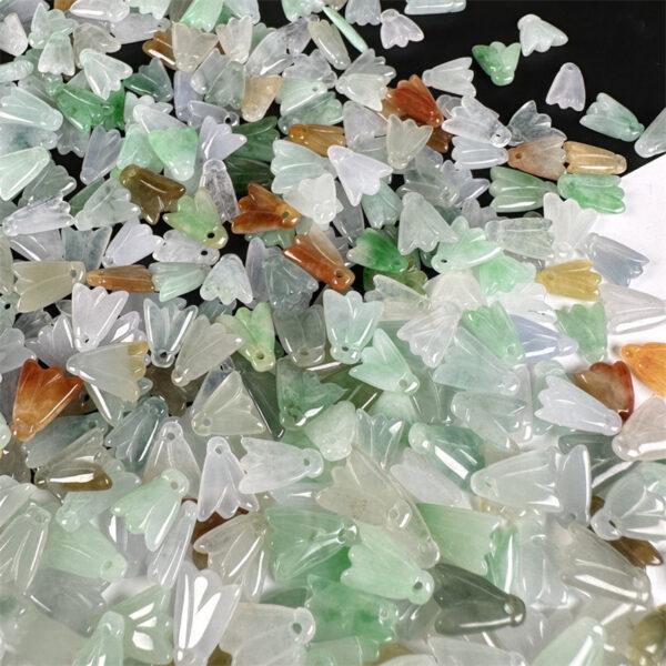 20 pcs / 50 pcs Magnolia flower shape genuine natural colorful icy jadeite charm, jade charm - Image 9