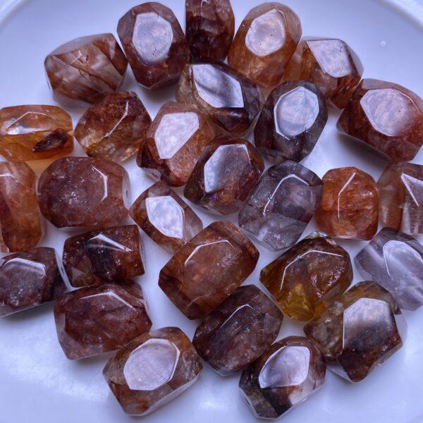 50g irregular faceted polygon shape high quality natural red hematoid quartz bead
