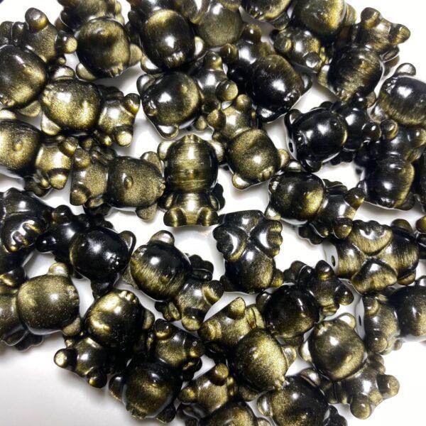 5 pcs / 10 pcs angel bear shape high quality natural golden obsidian bead
