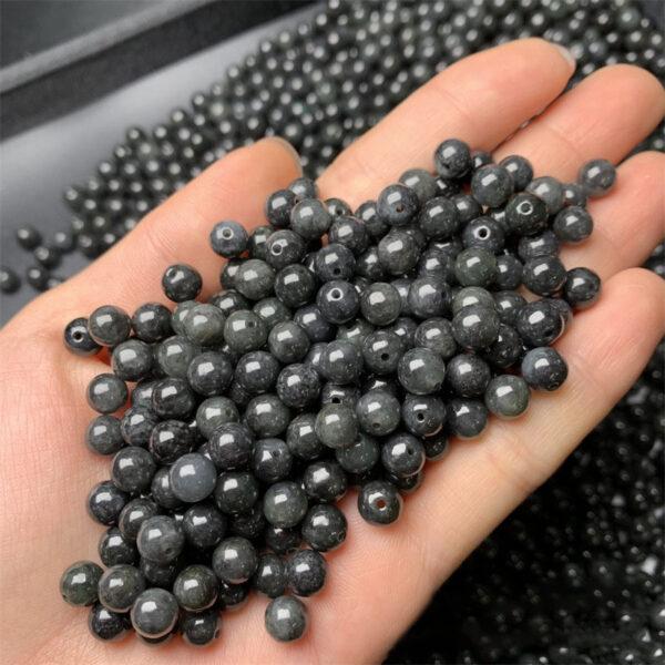 50 pcs 6.5 mm round shape genuine natural black gray jadeite bead, jade bead - Image 2