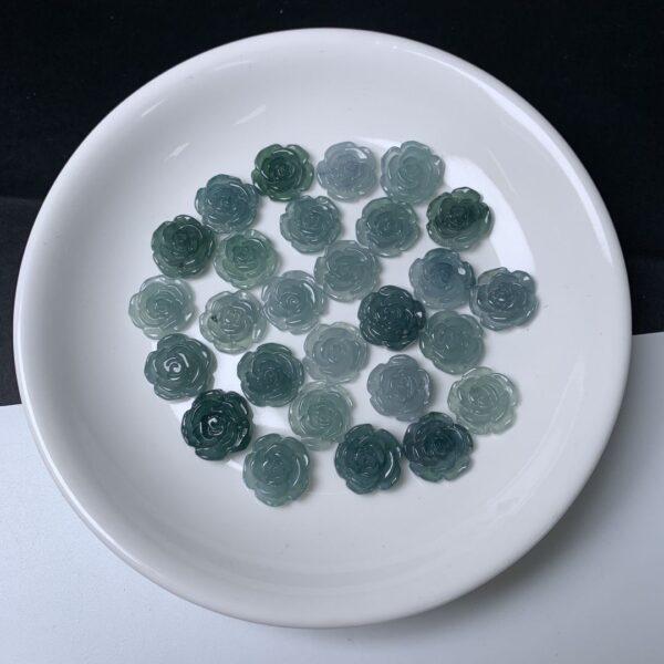 2 pcs / 5 pcs rose flower shape genuine natural icy blue jadeite charm, jade charm - Image 2