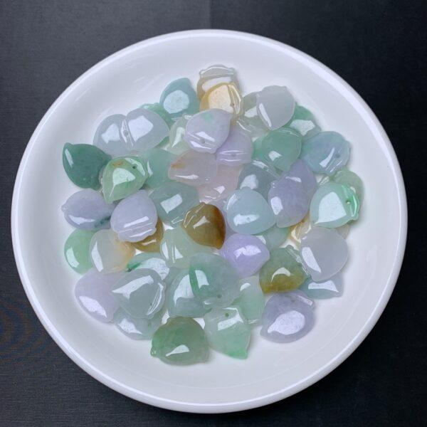 5 pcs / 10 pcs peach heart shape genuine natural icy colorful jadeite charm, jade charm - Image 2