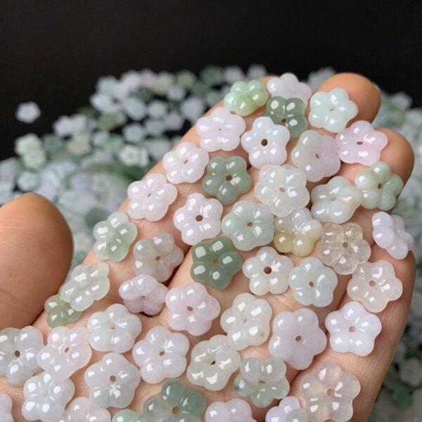 10 pcs  / 20 pcs flower shape genuine natural icy jadeite bead, jade bead - Image 2