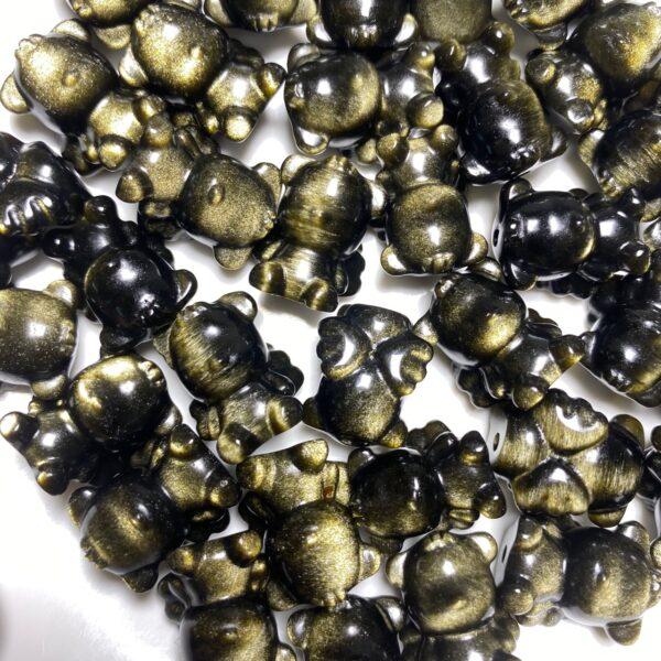 5 pcs / 10 pcs angel bear shape high quality natural golden obsidian bead - Image 2