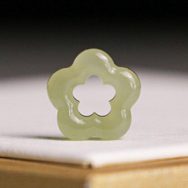 hollow flower shape genuine natural green nephrite jade bead - Image 2