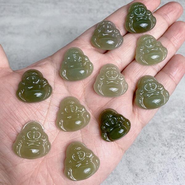 fine buddha shape genuine natural green nephrite jade charm pendant - Image 2