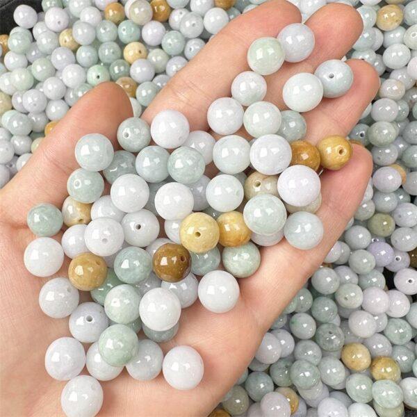 round shape genuine natural colorful jadeite bead, jade bead - Image 2