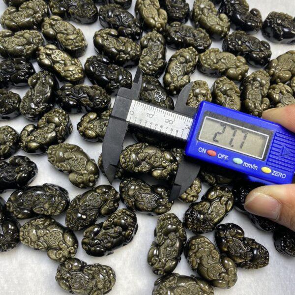 2 pcs / 5 pcs pixiu animal shape high quality natural golden obsidian bead - Image 2