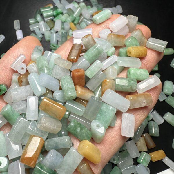 10 pcs irregular tube shape genuine natural icy colorful jadeite bead, jade bead - Image 2