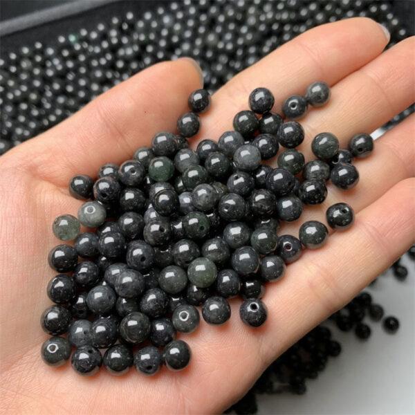 50 pcs 6.5 mm round shape genuine natural black gray jadeite bead, jade bead - Image 3