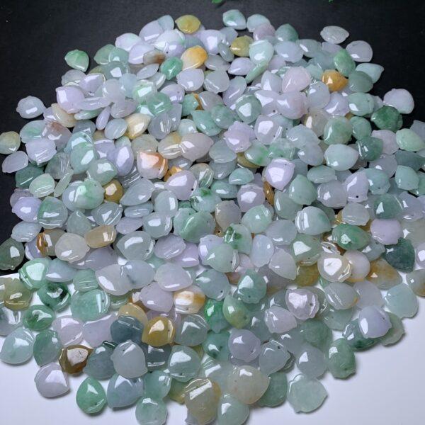 5 pcs / 10 pcs peach heart shape genuine natural icy colorful jadeite charm, jade charm - Image 3