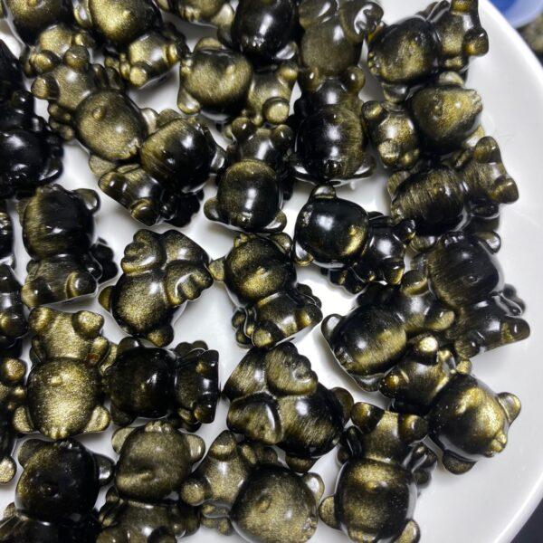 5 pcs / 10 pcs angel bear shape high quality natural golden obsidian bead - Image 3
