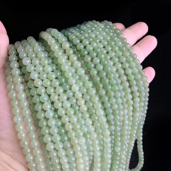 6mm round shape light green genuine natural nephrite jade bead, whole string bead - Image 4