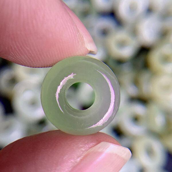 simple rondelle shape genuine natural green nephrite jade bead - Image 3