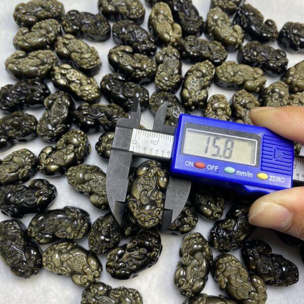 2 pcs / 5 pcs pixiu animal shape high quality natural golden obsidian bead - Image 3