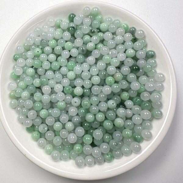 20 pcs /50 pcs round shape genuine natural icy white and green jadeite bead, jade bead - Image 3