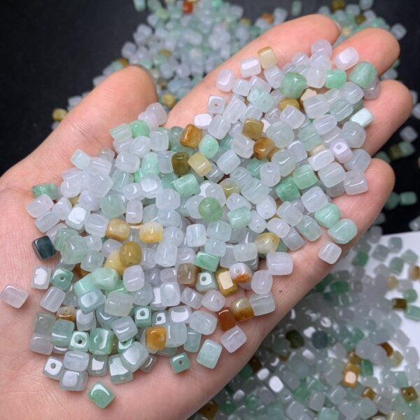 10 pcs / 20 pcs cube shape genuine natural icy colorful jadeite bead, jade bead - Image 3