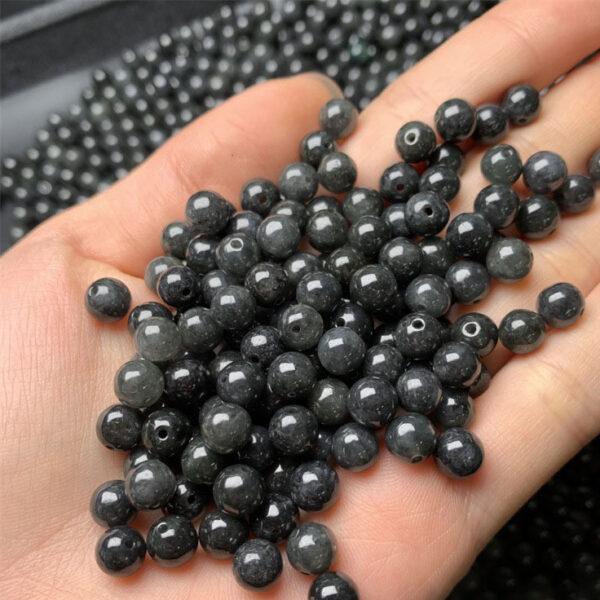 50 pcs 6.5 mm round shape genuine natural black gray jadeite bead, jade bead - Image 4