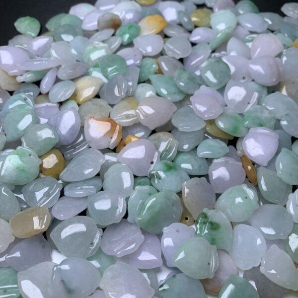 5 pcs / 10 pcs peach heart shape genuine natural icy colorful jadeite charm, jade charm - Image 4