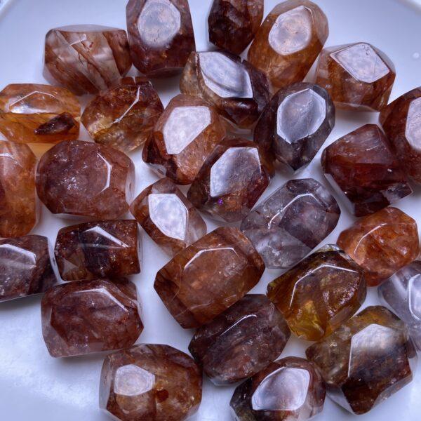 50g irregular faceted polygon shape high quality natural red hematoid quartz bead - Image 4