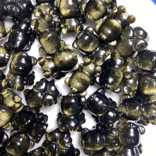 5 pcs / 10 pcs angel bear shape high quality natural golden obsidian bead - Image 4