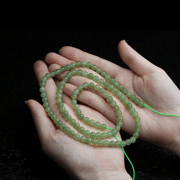 6mm round shape light green genuine natural nephrite jade bead, whole string bead - Image 5