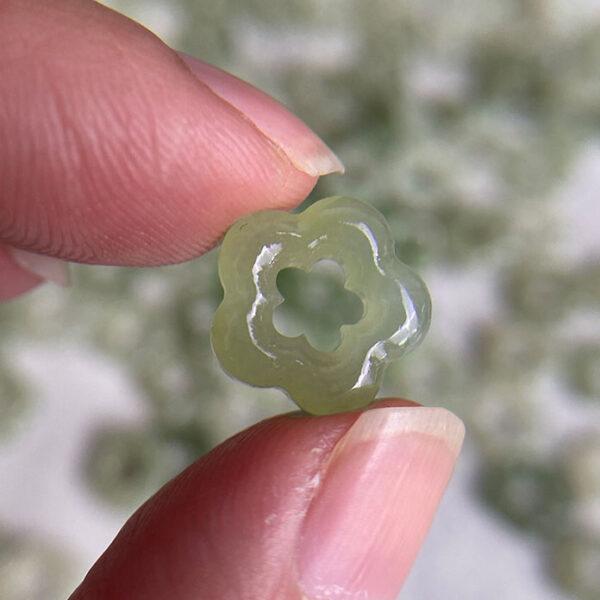 hollow flower shape genuine natural green nephrite jade bead - Image 4