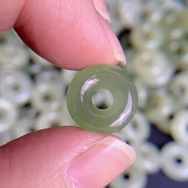 simple rondelle shape genuine natural green nephrite jade bead - Image 4