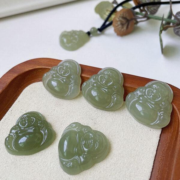 fine buddha shape genuine natural green nephrite jade charm pendant - Image 4